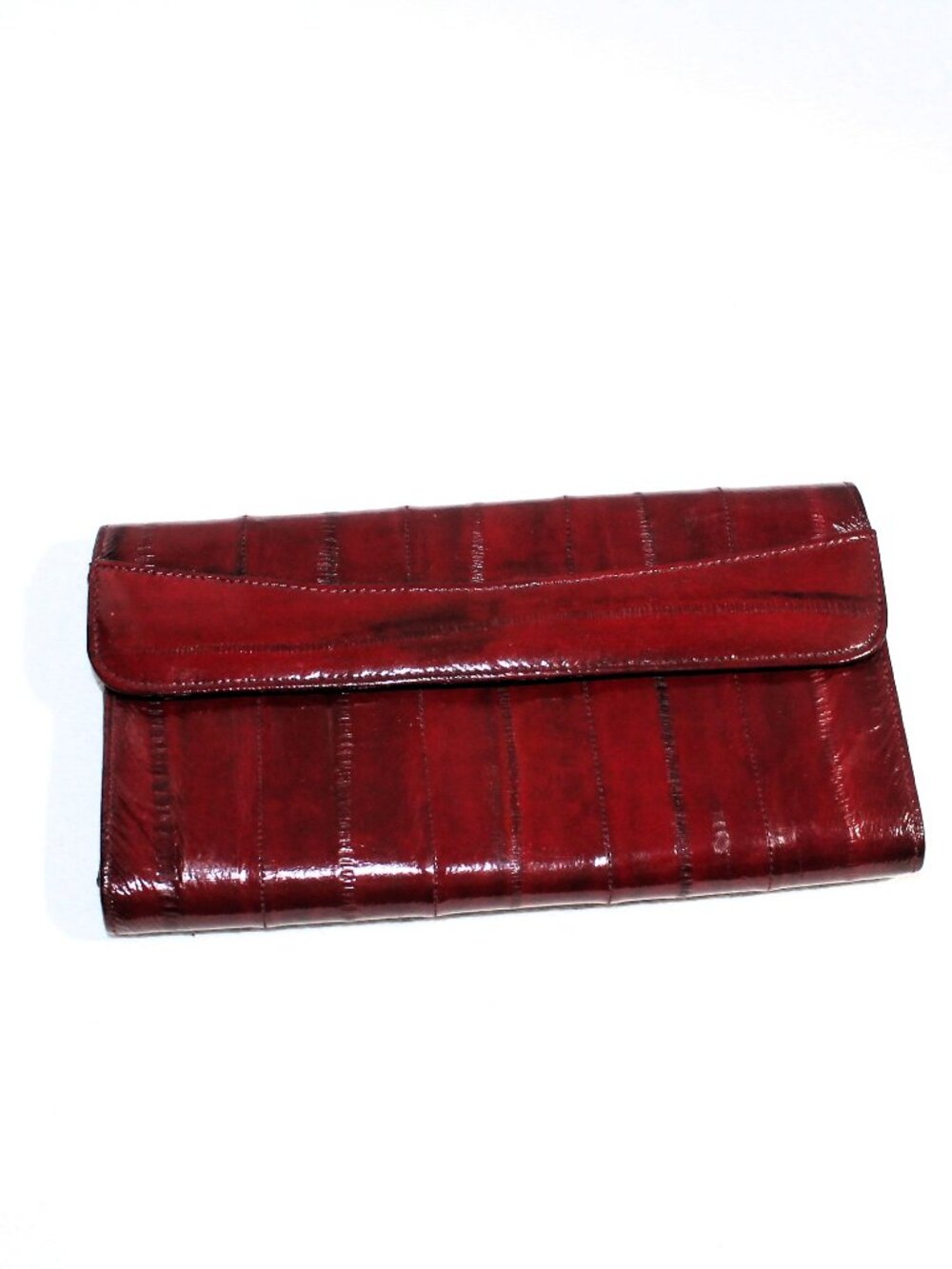 NWOT Vintage 80s Genuine Eelskin Checkbook Wallet Oxblood Burgundy